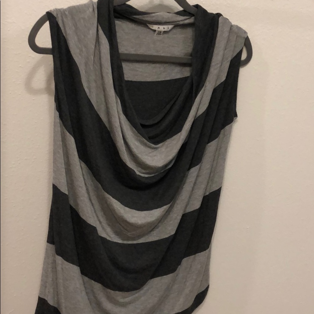 Cabi xsmall gray/black striped tank